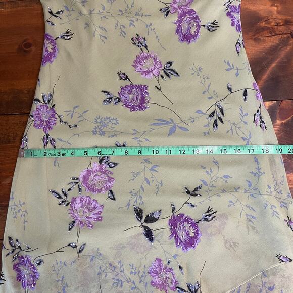 Vintage 90s y2k Eva Blue Green Purple Fairy Whimsy Floral Midi Dress Size Small - Picture 12 of 13